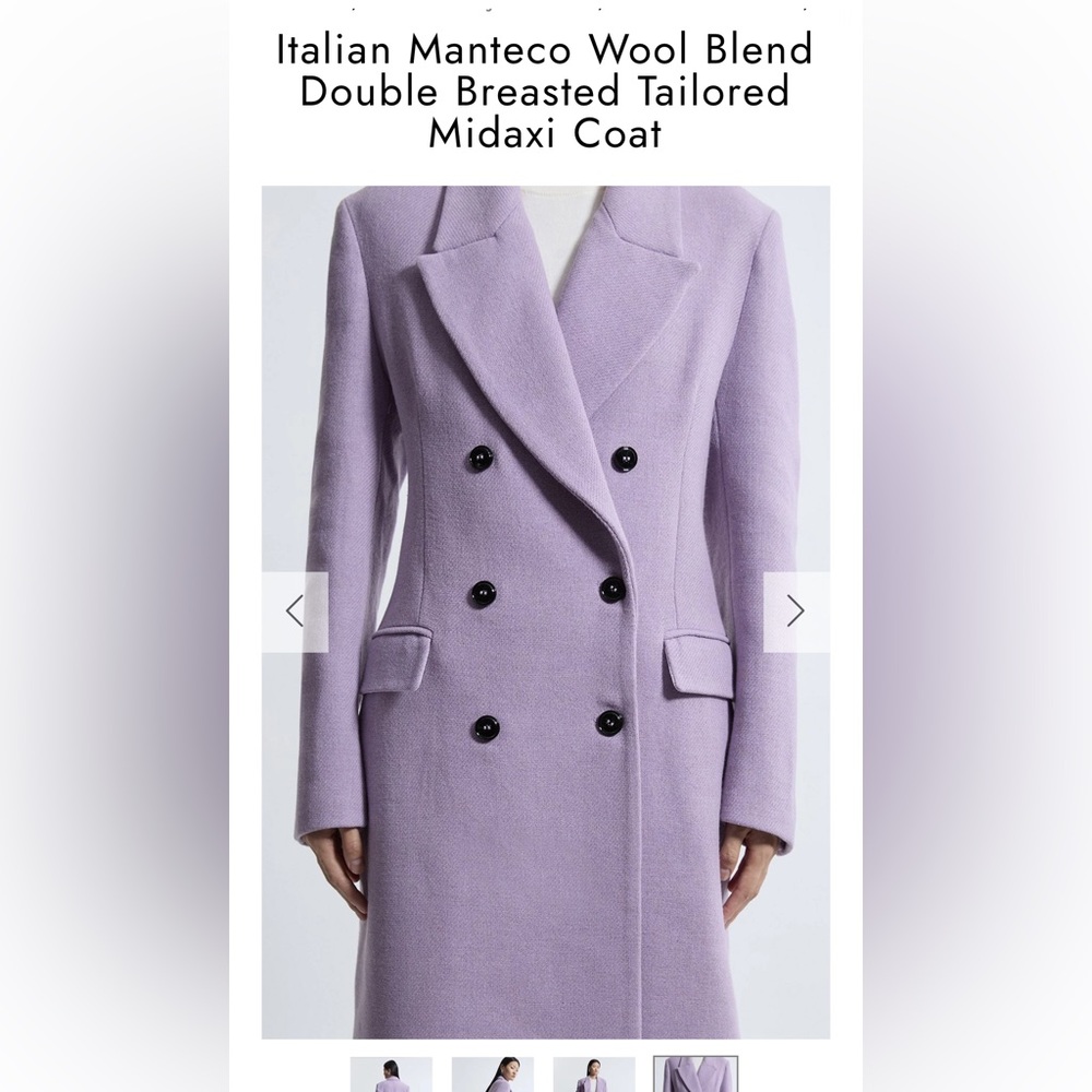 Manteco 100% Wool Lilac Coat Sold at Zara